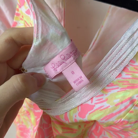 Lilly Pulitzer Janice Dress White Yellow Pink Sunkissed Glow Floral Shift 0 - Picture 5 of 9